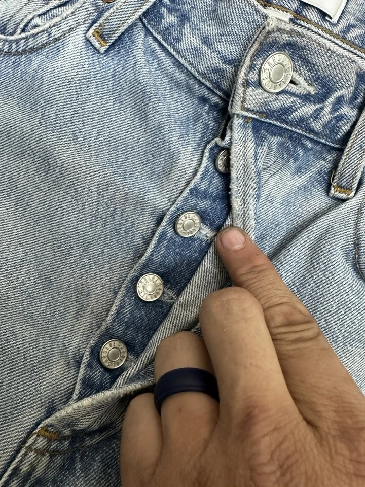 Jeans Agolde Feminino Azul Anos 90 Cintura Alta Botão Reto Fly Jeans 27 X 31 - Imagem 3 de 4