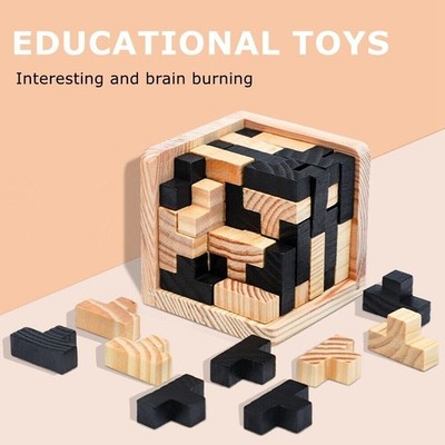 Intelligenz Holzspielzeug Brain Teaser Spiel 3D IQ Puzzle für Kinder Erwachsene