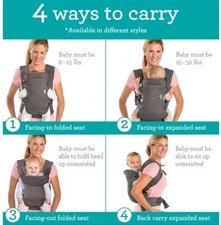 Infantino Flip 4 In 1 Convertible Baby Carrier for 8-32 Lbs 4-Position - Black