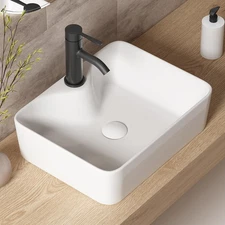 Rectangle Vessel Sink, 19x15 Inch White Vessel Sinks, Above Counter Bathroom ...