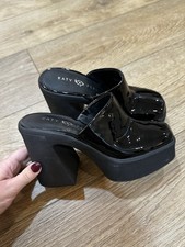 Katy Perry The Heightten platform clog in black patent finish 6.5M alt goth rave