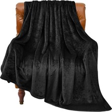 Fleece Blanket Black Throw Blankets for Couch  Bed, Luxury Plush Cozy