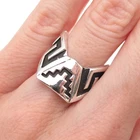 Old Pawn 925 Sterling Silver Vintage Southwestern Oxidized Tribal Ring Size 6.5