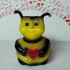 VINTAGE  FENTON LUV  BUG HAND PAINTED YELLOW WITH RED HEART FAGCA 25th Annv.