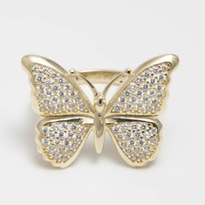 Puffy Butterfly Ring Real 10K Yellow Gold All Sizes
