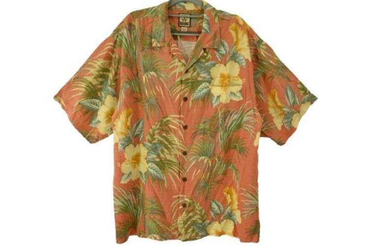 Tommy Bahama 100% Silk Hawaiian Camp Shirt Floral Tropical Resort Vacation Sz L
