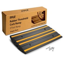 Pyle 2 Ft. Single Pack Rubber Threshold Curved Curb-Side Ramp (Yellow)