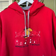 Vintage Puma Red Bull Racing Team Men's Hoodie Red Sweatshirt Sz XL Embroidered