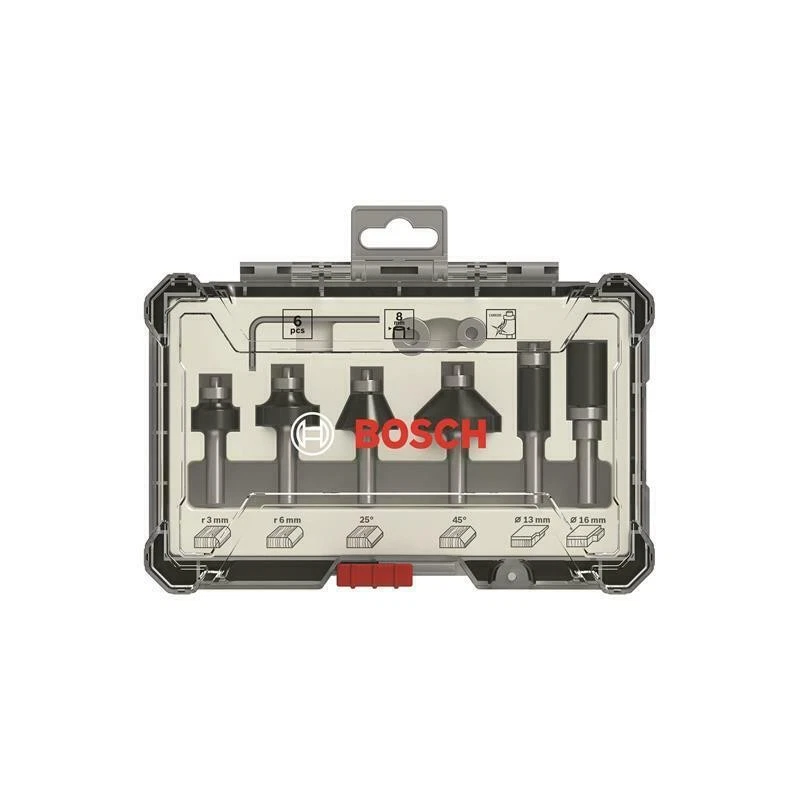 Bosch Fräser-Set 6-teilig 8mm Schaft 2607017469 Nutfräser Bündigfräser etc. - Bild 4 von 4