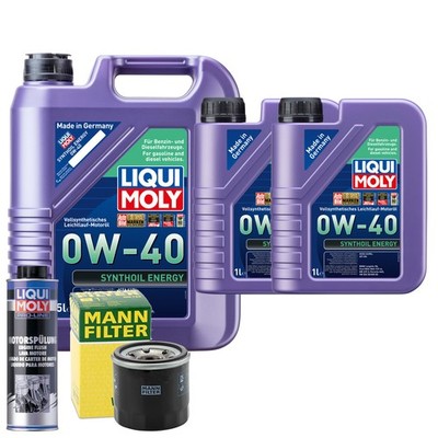 Motoröl 0W40 LIQUI MOLY Synthoil Energy 7L +MANN Ölfilter +Spülung