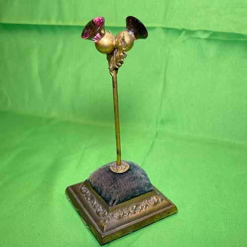 Antique Victorian Purple Honeycomb Glass Hatpin Cushion/ Card Holder