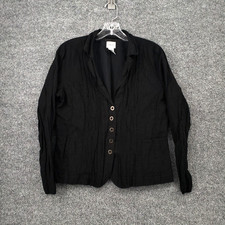 Chicos Blazer Womens 1 US Medium Black Metallic Button Front Long Sleeve Lined