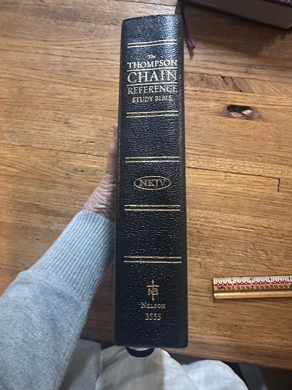 THOMPSON CHAIN REFERENCE STUDY BIBLE Black Leather 1997 NKJV Red Letter ...