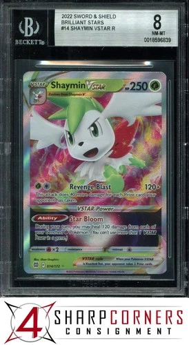 2022 POKEMON SWORD & SHIELD BRILLIANT STARS #14 SHAYMIN VSTAR BGS 8