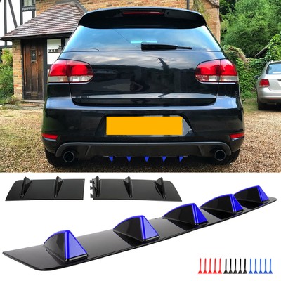 For VW Golf MK5 MK6 GTI Rear Diffuser Bumper Lip Spoiler Splitter 5 Fins Glossy