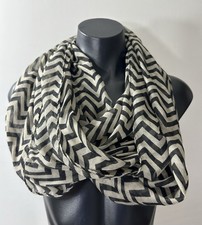 Pick Your Plum Chevron Infinity Scarf Black Beige Lightweight Fashion Wear