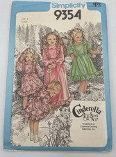 SIMPLICITY 70 s Sewing Pattern 9354 Cinderella Prairie DRESS Ruffle Girls Size 6