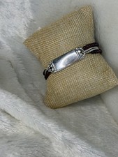 Silpada VINTAGE Retired B0675 Silver Multi-Strand Garnet Bead I.D. Bracelet