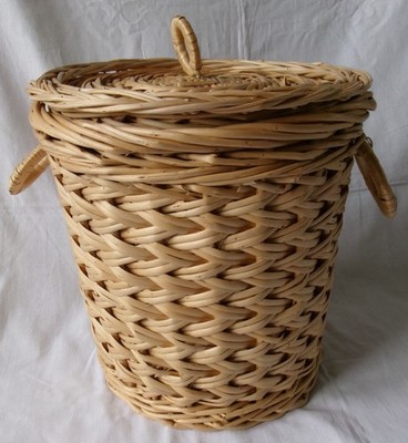 WEIDENKORB mit Deckel rund 30 cm natur hell - Mehrzweckkorb Vollweide stabil