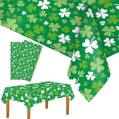St patricks Day Decorations,2Pcs 54 x108 Shamrock Tablecloth Waterproof Irish Gr