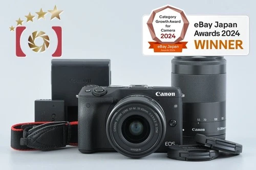 Canon EOS M3 Black 24.2 MP Digital Camera 15-45 55-200 Lenses [Very Good]