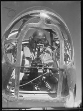Vintage Old Photo - WWII Aircraft Gunner in Bomber Turret 1940s A4 Print