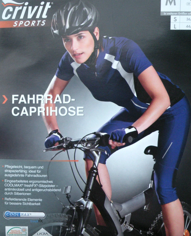 Damen Capri Fahrradhose Caprihose 3/4 Radhose Kurz S M L 36 38 40 42 44 46 NEU