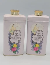 RARE Vintage Set Of 2 Woods of Windsor 1985 Talcum Powder Lavender England Tin