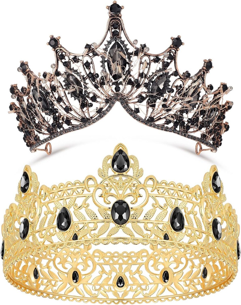 [ROMANTIC CROWN] BIG SHINING LOGO L/S /追跡付 2 Pcs Crowns for Men Women King Royal Crown with Black