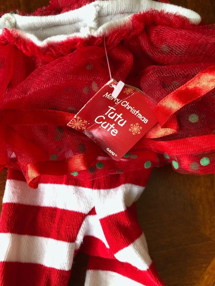 Ganz Merry Christmas Tutu Cute Red/White Striped Tights 0-12 Months NWT - Image 3 of 3