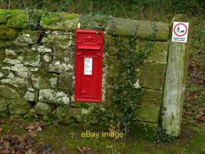 Photo 6x4 Postbox and benchmark at Rock Midstead Early style GR wallbox b c2016