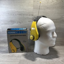 Vtg Sonnet Sportsman Yellow AM/FM Stereo Headphone Radio FMC-2700 New Old Stock