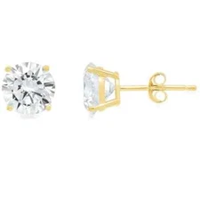 14k Yellow Gold 1/2 Carat Solitaire Created White Diamond Stud Earrings(G-H, SI)