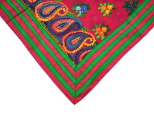 Vintage Pink Dupatta Long Stole Blend Georgette Hand Embroidered Phulkari Veil