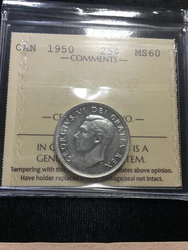 1950   ICCS Graded Canadian, Twenty-Five Cent **MS-60** # XPO 319