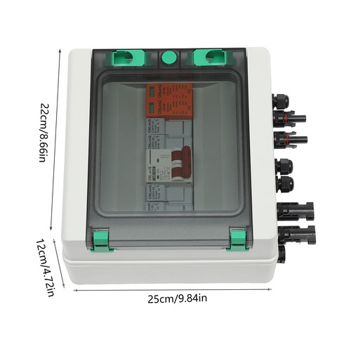 Instalación solar fotovoltaica caja de conexiones caja 500V, 63A 2 cuerdas protección contra sobretensiones GAK - Imagen 2 de 19