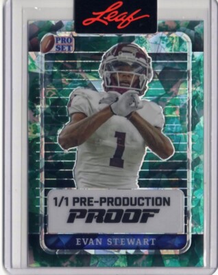 2023 Leaf Metal Pro Set Evan Stewart 1/1 Proof Oregon Rookie RC Teal Crystal