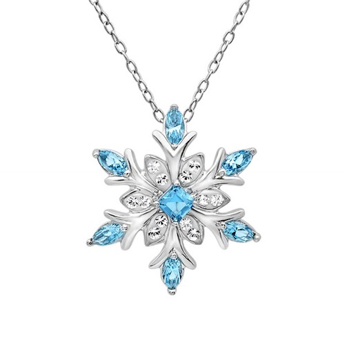 Snowflake Pendant Necklace made with Swarovski Crystals in 925 Sterling Silver - Picture 1 of 4