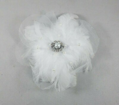 Elegant Vintage White Tulle Hair Accessory, Exquisite beading, sparkly pearls Two-piece Crystal Beaded Headpiece– Elegant Crystal Bead and  main image 3