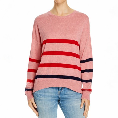 Sundry Womens Ballet Striped Vented Hem Long Sleeve Knit Pullover Sweater Medium