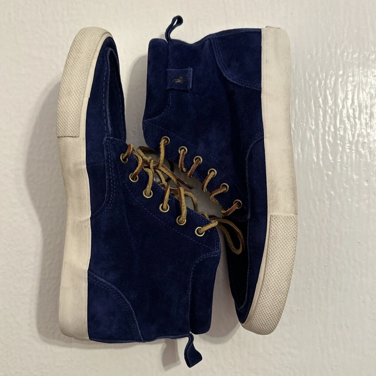 RARE Polo Ralph Lauren TEDD SZ‎ 9.5 Blue Calf Suede Leather High Top Shoes Are vintage Polo Ralph Lauren boots still available? main image 3