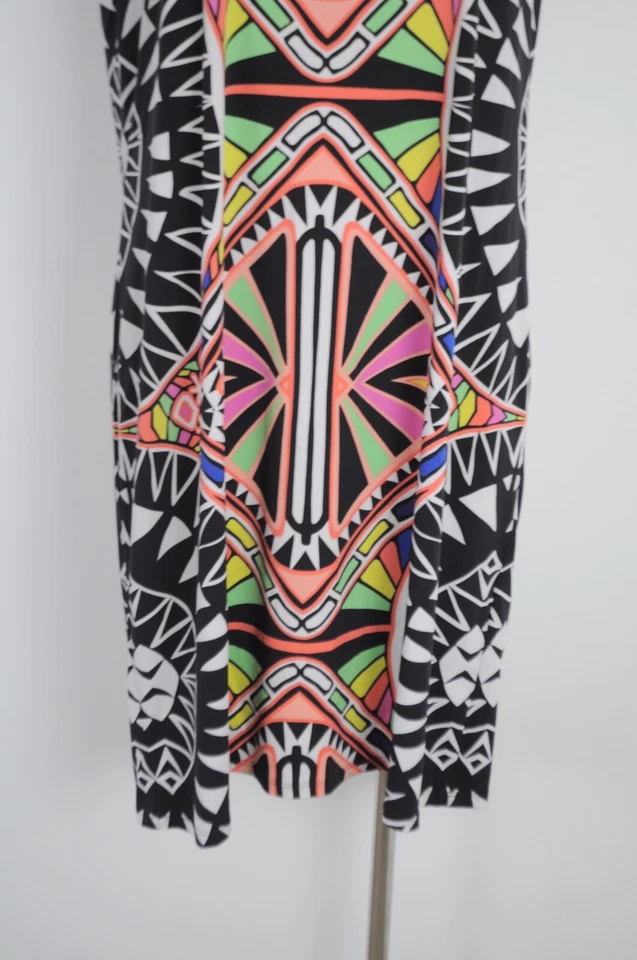 Rockmans Dress Womens large Black Neon Pink Green Geometric Sleeveless Stretch - image 4 of 4