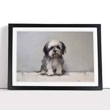 Shih Tzu Minimalism Framed Canvas Wall Art Print Poster Picture, Home Decor