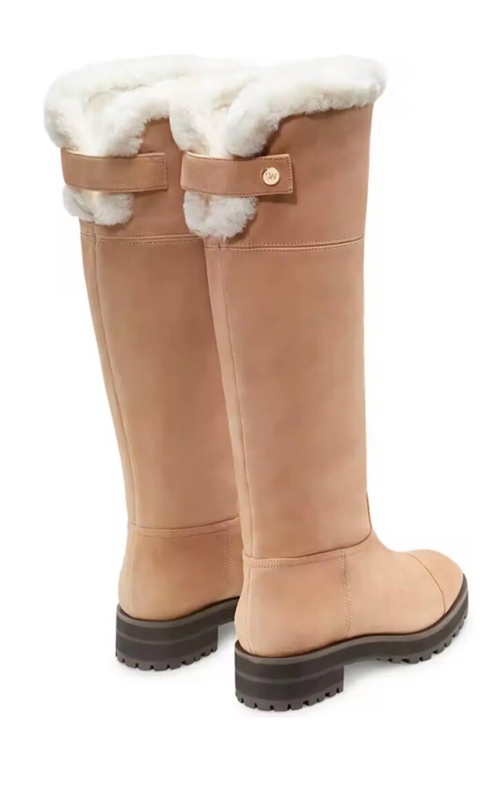 New Stuart Weitzman Alpine Shearling Trim Leather Knee High