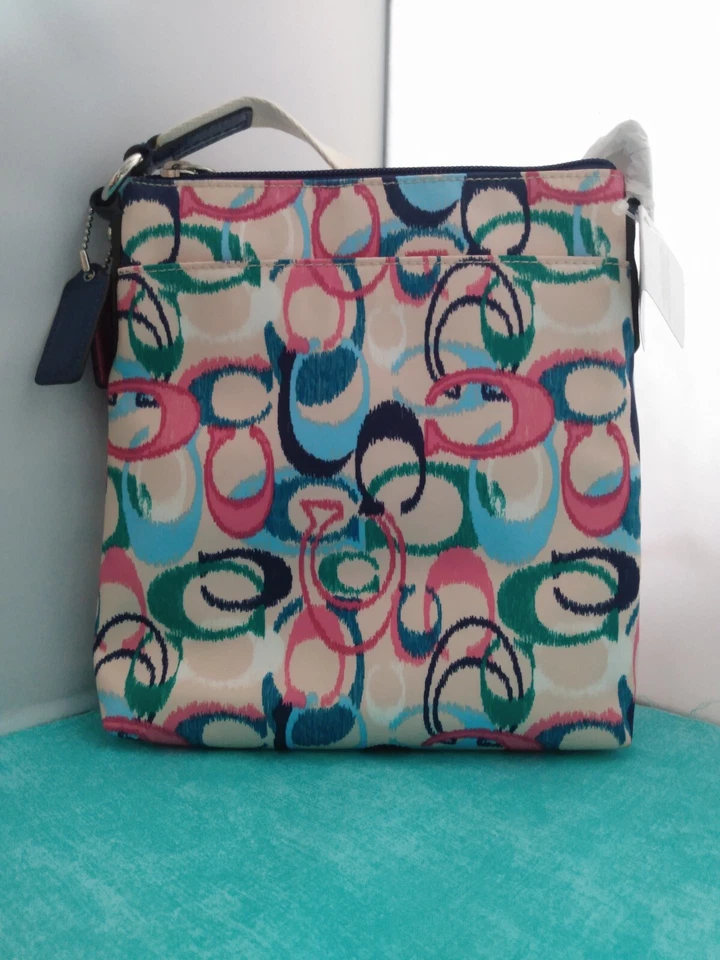 Coach NWT SIS Ikat Swingpack Crossbody F49495 SV/Multi Color Pink Green Blue - Image 2 of 4