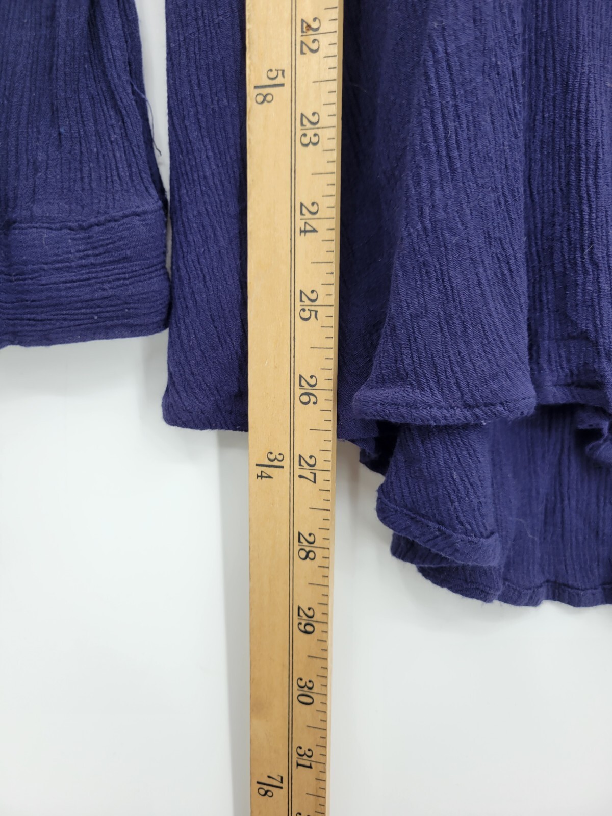 Umgee Top Womens Medium Blue Long Sleeve Lace Back Button Up Boho Blouse