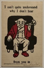 Man In Chair Ear Piece Comic RL Wells c1906 Postcard