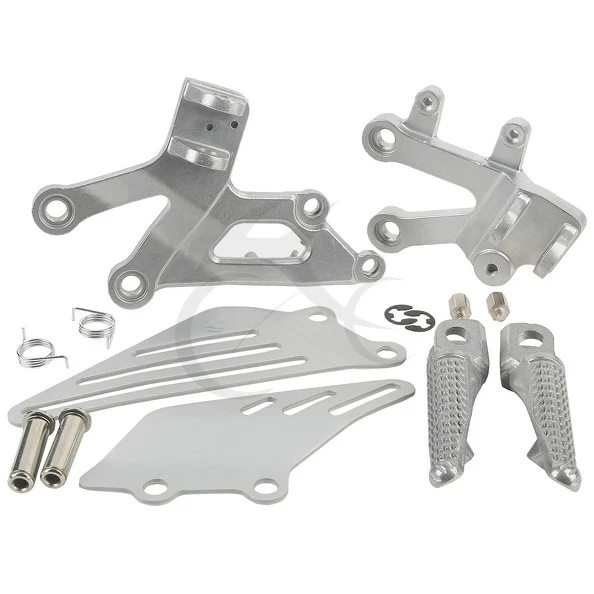 Silver Front Foot pegs Footrests Bracket Fit For Kawasaki Ninja ZX12R 2002-2005 - Изображение 3 из 4