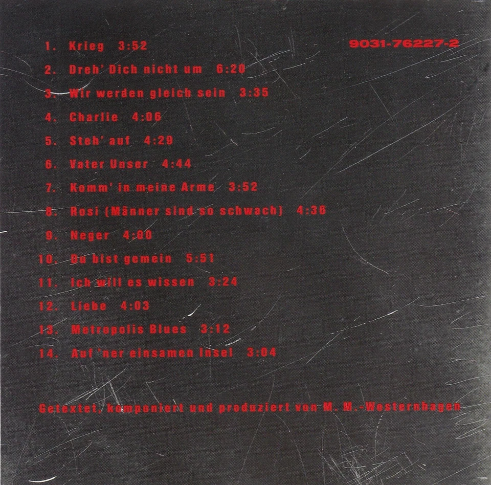 MARIUS MÜLLER-WESTERNHAGEN Ja Ja CD Album 1992 Rosi WIE NEU Deutschrock Hits ! - Bild 3 von 4