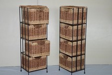CASSETTIERA RATTAN  MOBILE ARREDO BAGNO CASA 4 CASSETTI ETNICO COMODINO